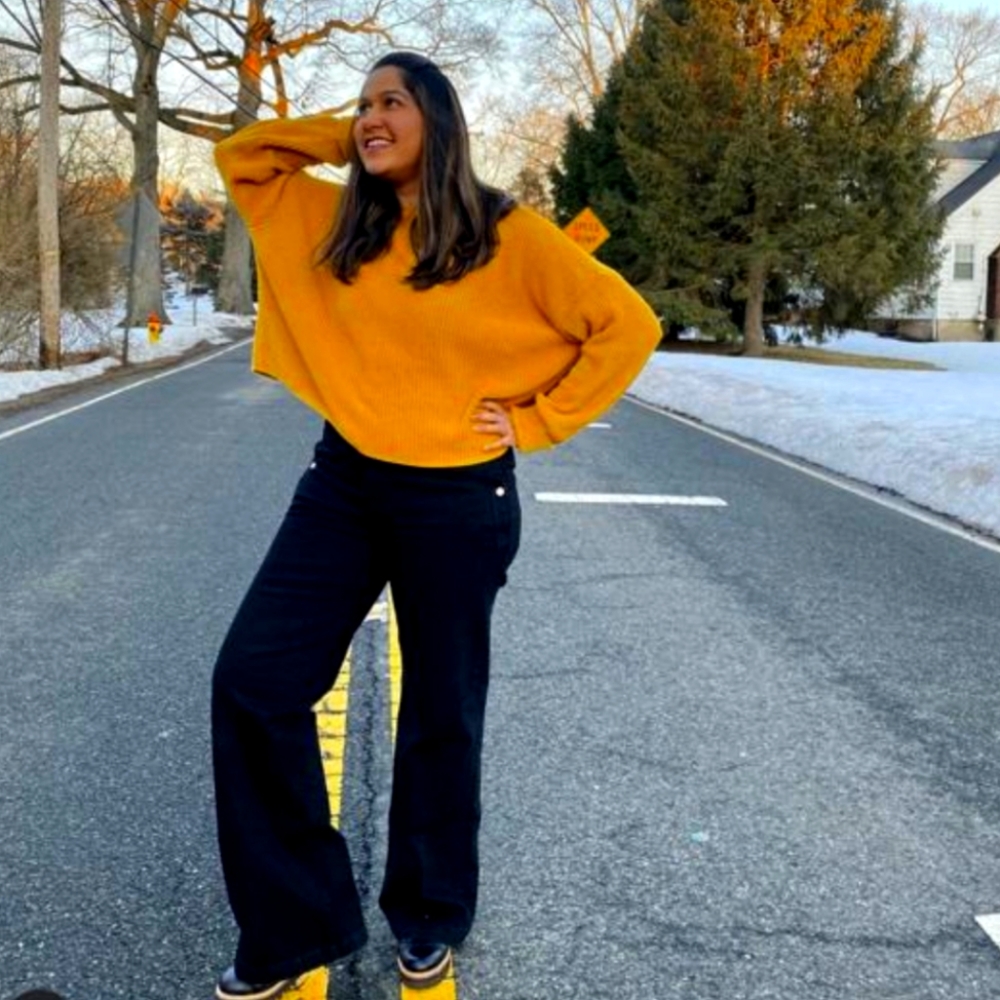 French Connection Mustard Boatneck Sweater